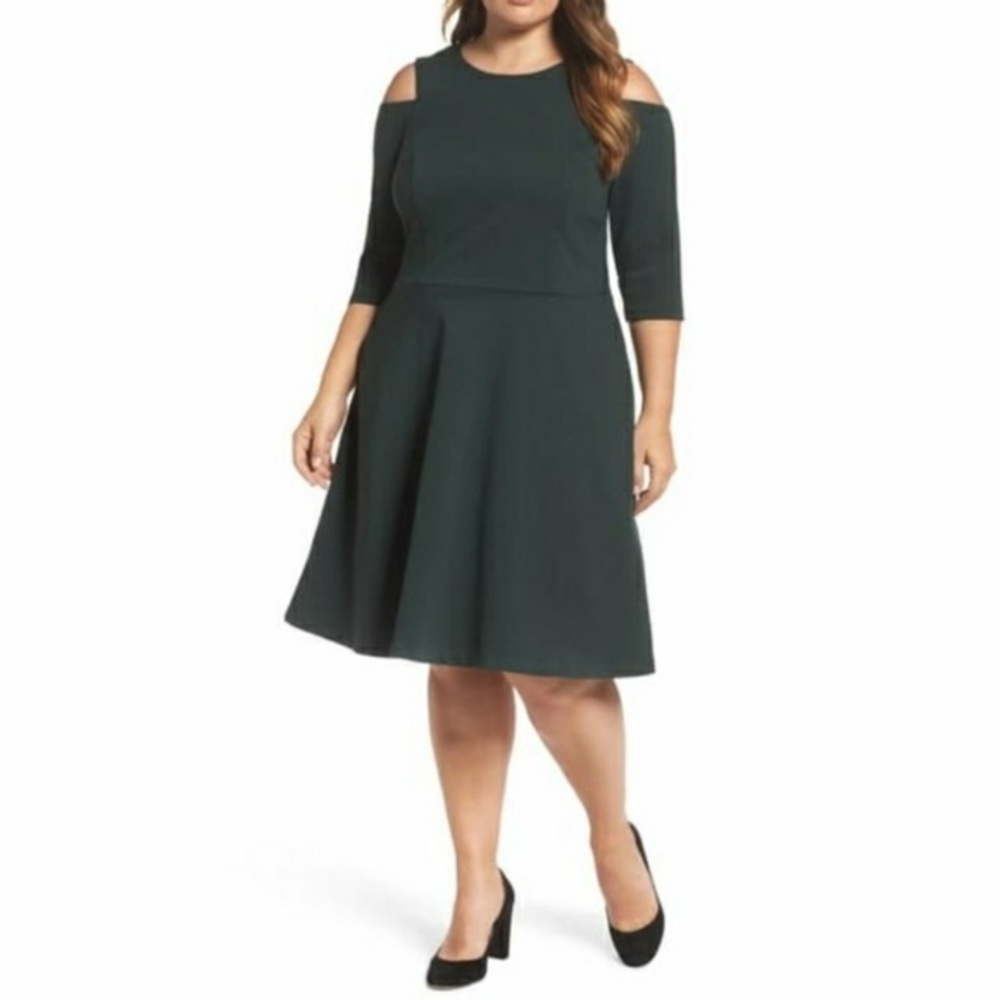 Eliza J LS Cold Shoulder Fit & Flare Dress Size 16W